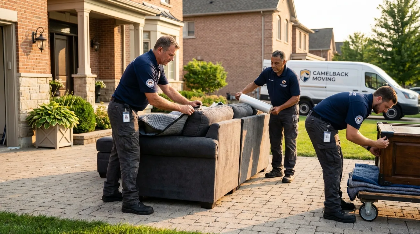 Large estate moving crew wrapping furniture in Waverly, TN